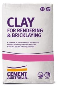 Cement Australia Clay for Rendering and Brick Laying 20kg Bag